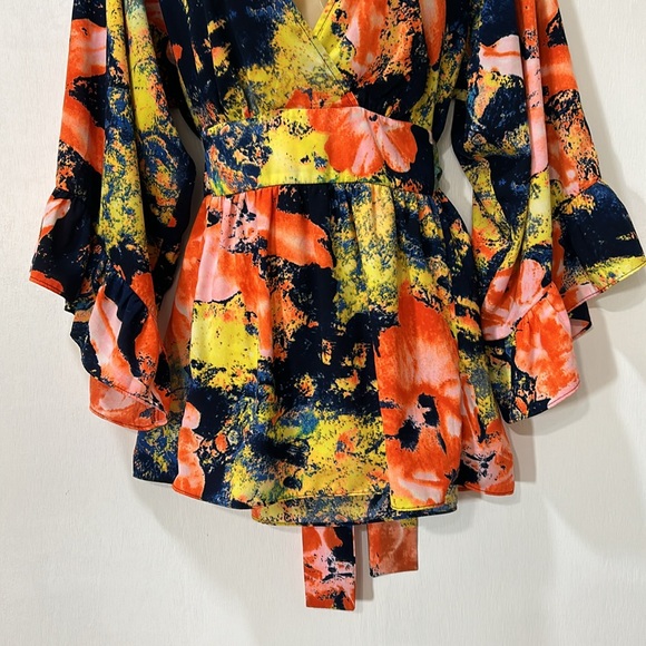 BETSEY JOHNSON WOMEN BLOUSE BELL SLEEVE MULTICOLOR Sz LARGE - Picture 6 of 14